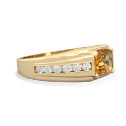 Citrine Men's Diamond Channel 14K Yellow Gold ring R0500