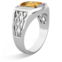 Thumbnail for Citrine Men's Vine 14K White Gold ring R0490 - side view