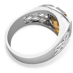Citrine Men's Vine 14K White Gold ring R0490