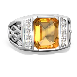 Thumbnail for Citrine Men's Vine 14K White Gold ring R0490 - top view