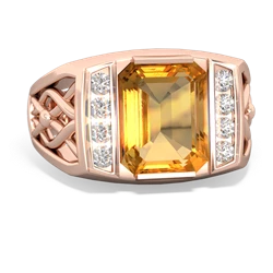 Citrine Men's Vine 14K Rose Gold ring R0490