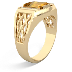 Citrine Men's Vine 14K Yellow Gold ring R0490