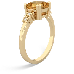 Citrine Art Deco Princess 14K Yellow Gold ring R2014