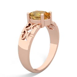 Citrine Art Deco Filigree 14K Rose Gold ring R2322
