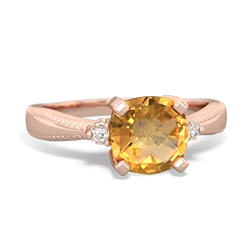 Citrine Cushion Rope 14K Rose Gold ring R2484