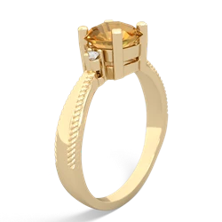 Citrine Cushion Rope 14K Yellow Gold ring R2484