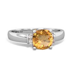 Citrine Simply Elegant Cushion 14K White Gold ring R2489