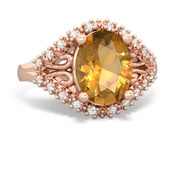 Citrine Antique Style Cocktail 14K Rose Gold ring R2564