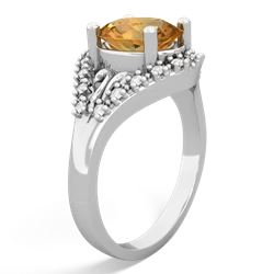 Citrine Antique Style Cocktail 14K White Gold ring R2564