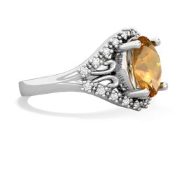 Citrine Antique Style Cocktail 14K White Gold ring R2564