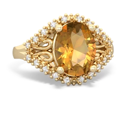 Citrine Antique Style Cocktail 14K Yellow Gold ring R2564