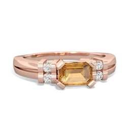 Citrine Art Deco East-West 14K Rose Gold ring R2590