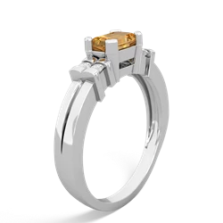 Citrine Art Deco East-West 14K White Gold ring R2590