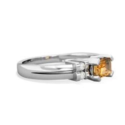 Citrine Art Deco East-West 14K White Gold ring R2590