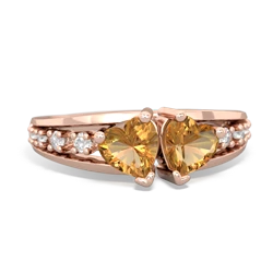 Citrine Heart To Heart 14K Rose Gold ring R3342