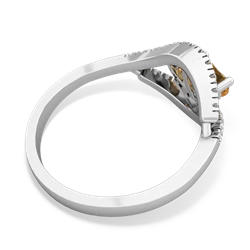 Citrine Mother And Child 14K White Gold ring R3010