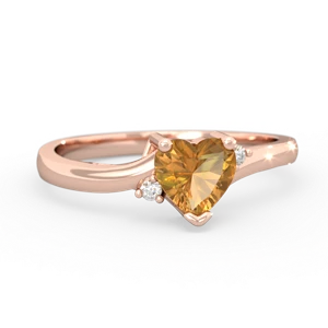 Citrine Delicate Heart 14K Rose Gold ring R0203