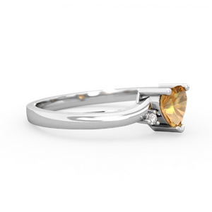 Citrine Delicate Heart 14K White Gold ring R0203