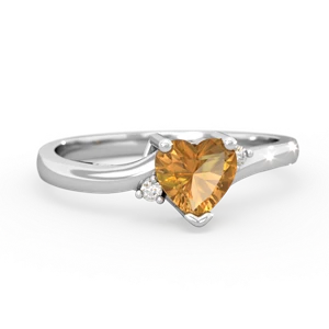 Citrine Delicate Heart 14K White Gold ring R0203