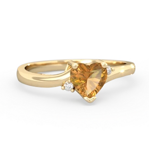 Citrine Delicate Heart 14K Yellow Gold ring R0203