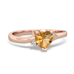 Citrine Delicate Heart 14K Rose Gold ring R0203