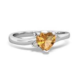 Citrine Delicate Heart 14K White Gold ring R0203