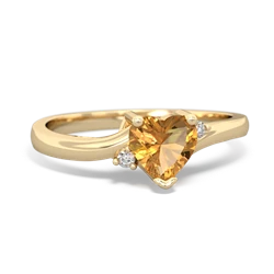 Citrine Delicate Heart 14K Yellow Gold ring R0203