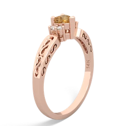 Citrine Filligree Scroll Heart 14K Rose Gold ring R2429