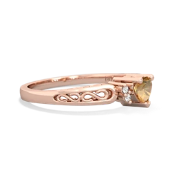 Citrine Filligree Scroll Heart 14K Rose Gold ring R2429