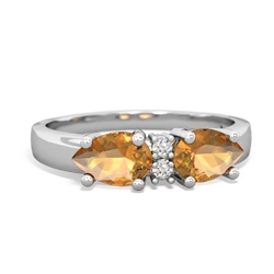 Citrine Pear Bowtie 14K White Gold ring R0865