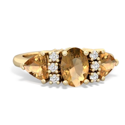 Citrine Antique Style Three Stone 14K Yellow Gold ring R2186