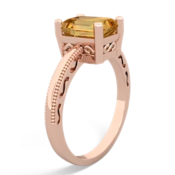 Citrine Milgrain Scroll 14K Rose Gold ring R2338