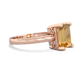 Citrine Milgrain Scroll 14K Rose Gold ring R2338