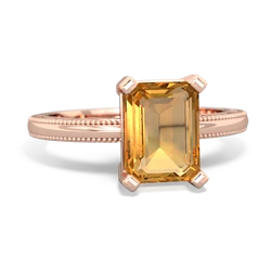 Citrine Milgrain Scroll 14K Rose Gold ring R2338