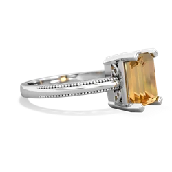 Citrine Milgrain Scroll 14K White Gold ring R2338