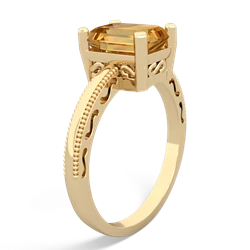 Citrine Milgrain Scroll 14K Yellow Gold ring R2338