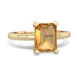 Citrine Milgrain Scroll 14K Yellow Gold ring R2338