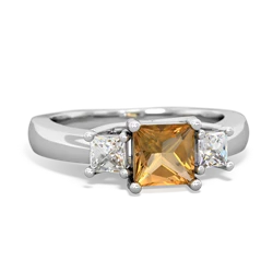 Citrine Three Stone Trellis 14K White Gold ring R4015