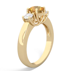 Citrine Diamond Three Stone Round Trellis 14K Yellow Gold ring R4018