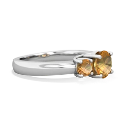 Citrine Three Stone Round Trellis 14K White Gold ring R4018