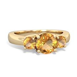 Citrine Three Stone Round Trellis 14K Yellow Gold ring R4018