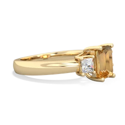 Citrine Diamond Three Stone Emerald-Cut Trellis 14K Yellow Gold ring R4021