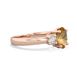 Citrine Diamond Three Stone Oval Trellis 14K Rose Gold ring R4024