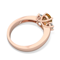 Citrine Diamond Three Stone Oval Trellis 14K Rose Gold ring R4024