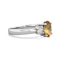 Citrine Diamond Three Stone Oval Trellis 14K White Gold ring R4024