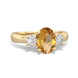 Citrine Diamond Three Stone Oval Trellis 14K Yellow Gold ring R4024