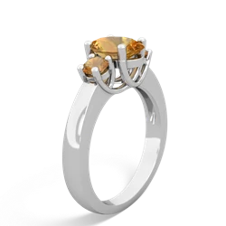 Citrine Three Stone Oval Trellis 14K White Gold ring R4024