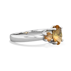 Citrine Three Stone Oval Trellis 14K White Gold ring R4024