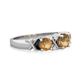 Citrine Hugs And Kisses 14K White Gold ring R5016