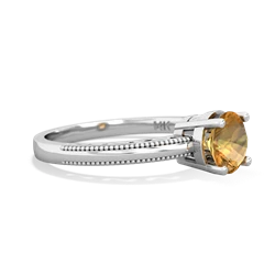 Citrine Milgrain Filigree 14K White Gold ring R5090